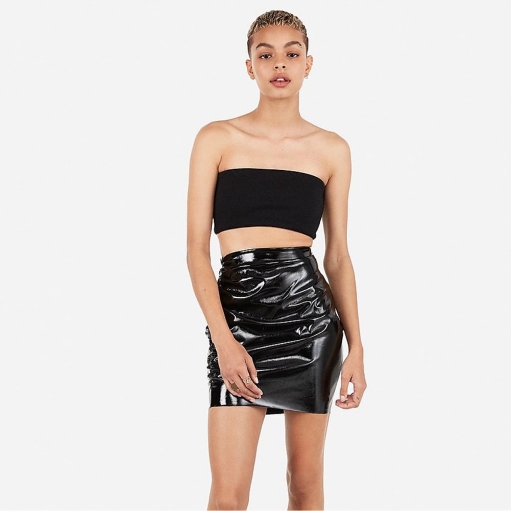 Express x Karla High Waisted Latex Mini Skirt